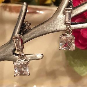 Rare Silpada Sterling Silver Cubic Zirconia Baguette Post Earrings P0772